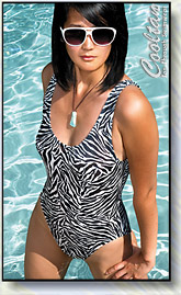 women's black & white zebra 1 piece tank